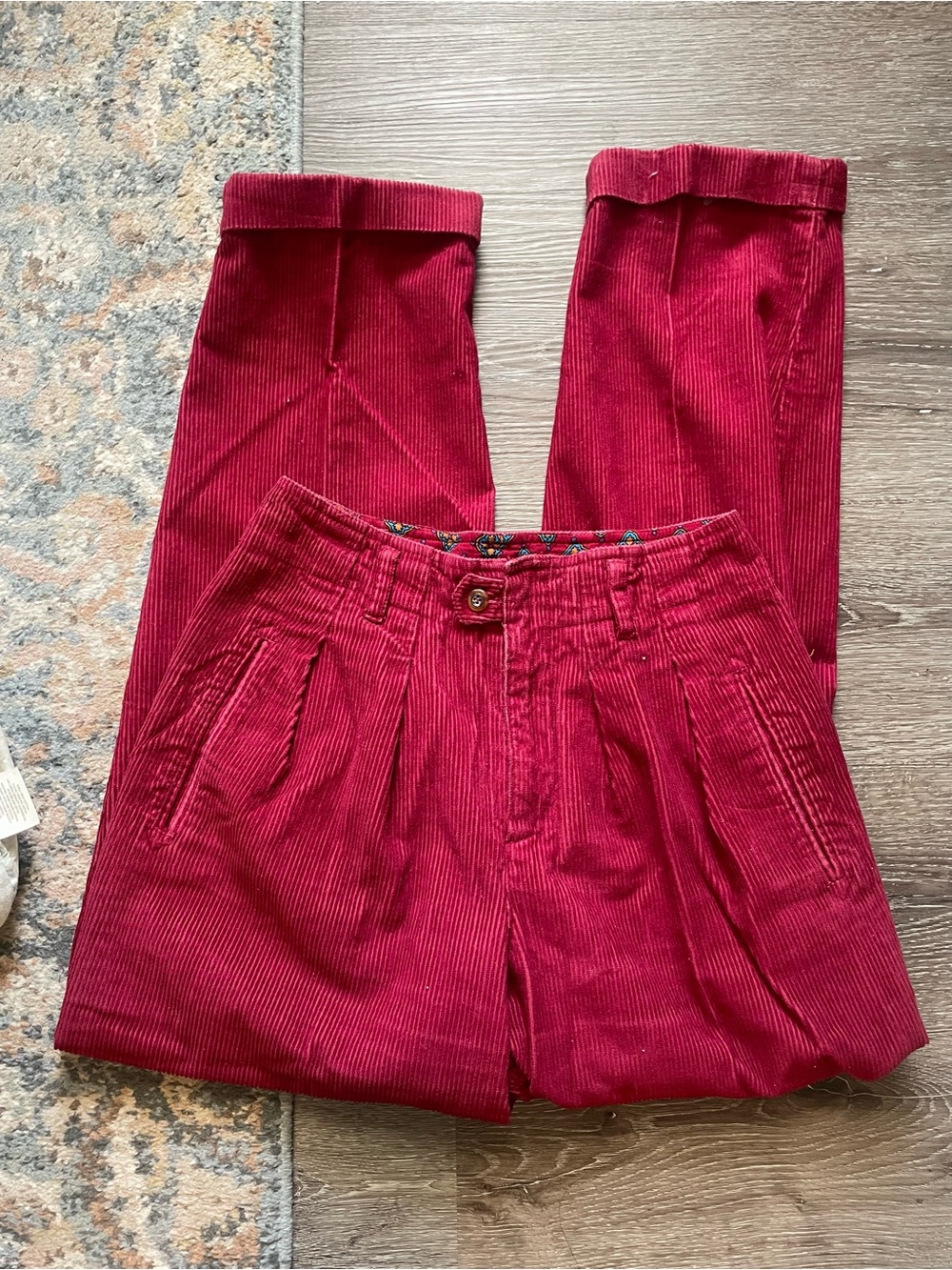 Vintage 80s 90s Jennifer Moore 100% Cotton  Red Corduroy Pant High Waist Size 8